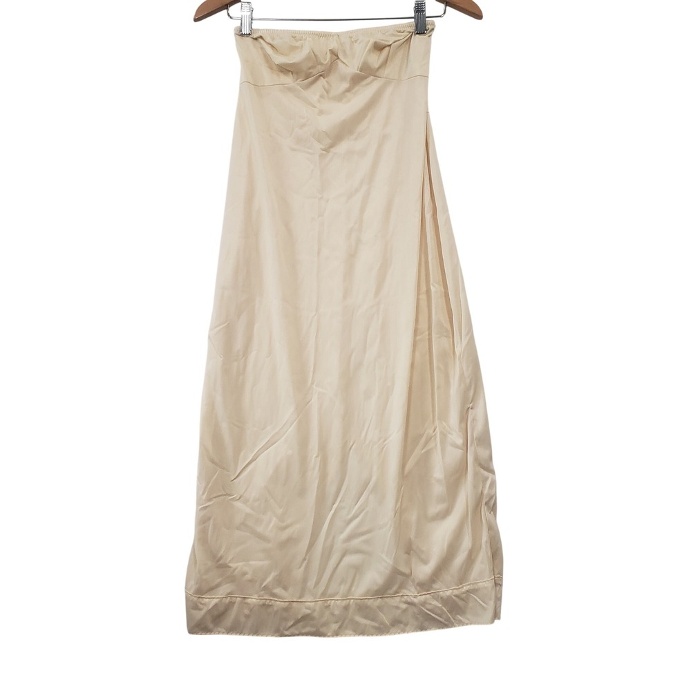 Wonder Maid Half Slip 34 Beige Vintage 70s ILGWU Strapless Long Midi Lingerie